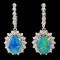 14K Gold 10.00ct Opal & 1.70ctw Diamond Earrings