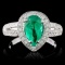 18K White Gold 1.24ct Emerald & 0.47ct Diamond Rin