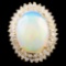 14K Gold 7.54ct Opal & 1.80ctw Diamond Ring