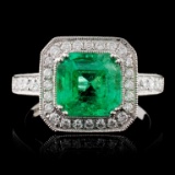 18K White Gold 1.99ct Emerald & 0.75ct Diamond Rin