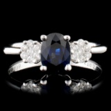 14K Gold 1.05ct Sapphire & 0.16ctw Diamond Ring