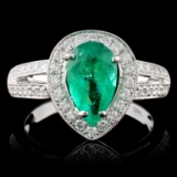 18K White Gold 1.24ct Emerald & 0.47ct Diamond Rin