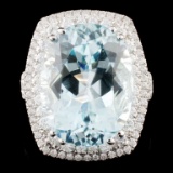 18K Gold 13.87ct Paraiba Tourmaline & 1.04ctw Diam