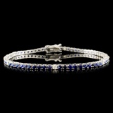 14K Gold 4.02ct Sapphire & 0.29ctw Diamond Bracele