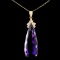 14K Gold 24.37ct Amethyst & 0.30ctw Diamond Pendan