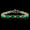 14K Gold 30.00ct Emerald & 1.50ct Diamond Bracelet
