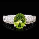 14k White Gold 1.63ct Peridot & 0.43ctw Diamond Ri