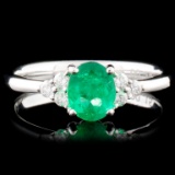 18K Gold 0.67ct Emerald & 0.15ctw Diamond Ring