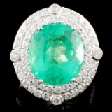 18K Gold 8.12ct Emerald & 1.55ctw Diamond Ring
