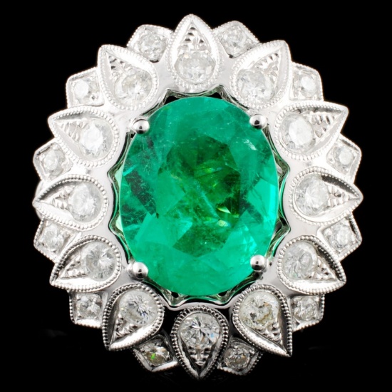 18K Gold 4.23ct Emerald & 1.93ctw Diamond Ring