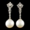 18K Gold 11.00MM Pearl & 0.92ctw Diamond Earrings