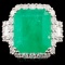 18K Gold 9.12ct Emerald & 1.75ctw Diamond Ring