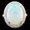 14K White Gold 5.45ct Opal & 1.30ct Diamond Ring