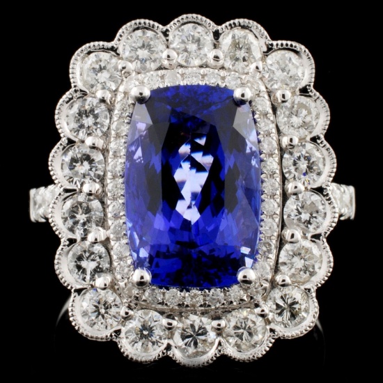 18K Gold 4.28ct Tanzanite & 1.39ctw Diamond Ring