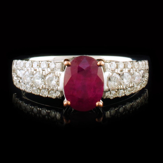 14k White Gold 1.44ct Ruby & 0.42ctw Diamond Ring