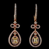 18K Rose Gold 1.48ctw Fancy Color Diamond Earrings
