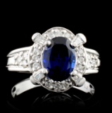 18K White Gold 2.09ct Sapphire & 0.38ct Diamond Ri