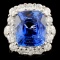 18K Gold 9.28ct Sapphire & 2.70ctw Diamond Ring