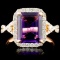 14K Gold 2.29ct Amethyst & 0.50ctw Diamond Ring