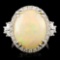 14K Gold 8.95ct Opal & 0.88ctw Diamond Ring
