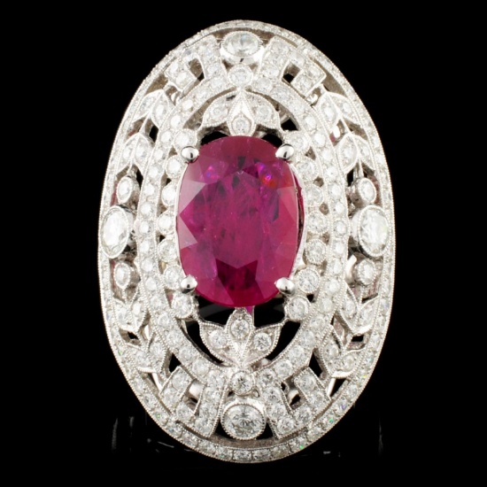 18K Gold 4.07ct Ruby & 2.51ctw Diamond Ring