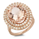 14K Gold 9.00ct Morganite & 1.50ct Diamond Ring