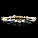 14K Gold Enamel & 0.56ctw Diamond Bracelet