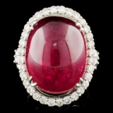 18K Gold 24.95ct Rubellite & 1.61ctw Diamond Ring