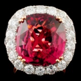 18K Gold 14.62ct Tourmaline & 3.21ctw Diamond Ring