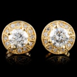 14K Gold 1.28ctw Diamond Earrings