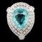 18K Gold 9.63ct Paraiba & 3.37ctw Diamond Ring