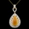 18K Gold 7.28ct Opal & 1.88ctw Diamond Pendant