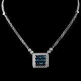 14K White Gold 1.21ctw Fancy Color Diamond Necklac