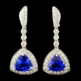 18K Gold 8.01ct Tanzanite & 2.10ctw Diamond Earrin