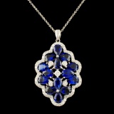 18K Gold 7.10ct Kyanite & 0.86ctw Diamond Pendant