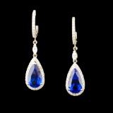 18k Gold 6.71ct Tanzanite & 0.81ctw Diamond Earrin