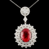 18K Gold 6.96ct Rhondonite & 2.79ctw Diamond Penda