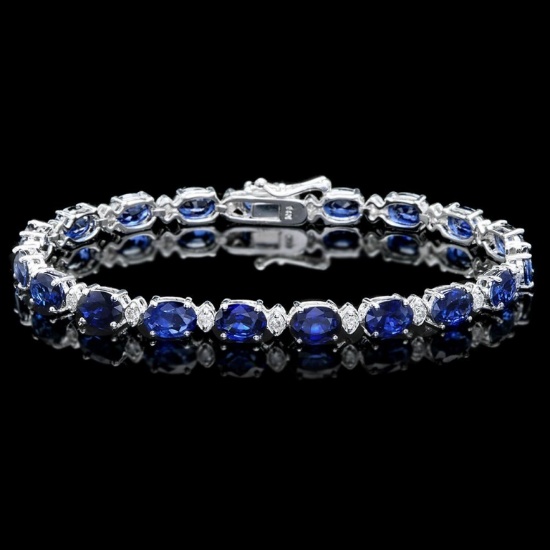 14k Gold 25.00ct Sapphire & 1.00ct Diamond Neckla