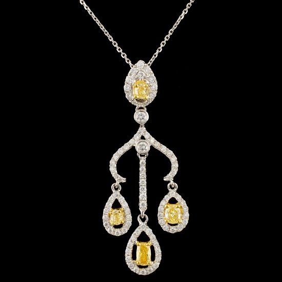 18K Gold 0.90ctw Fancy Diamond Pendant