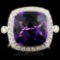 14K Gold 5.57ct Amethyst & 0.50ctw Diamond Ring