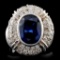 14K White Gold 4.38ct Sapphire & 1.56ct Diamond Ri