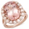 14K Gold 10.00ct Morganite & 1.50ct Diamond Ring