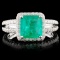 18K White Gold 1.24ct Emerald & 1.30ct Diamond Rin