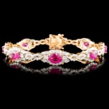 18K Rose Gold 6.69ct Ruby & 4.26ctw Diamond Bracel