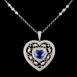 18K Gold 1.57ct Sapphire & 0.76ctw Diamond Necklac