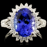 18K Gold 4.43ct Tanzanite & 0.59ctw Diamond Ring