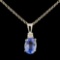 14K Gold 1.00ct Sapphire & 0.06ctw Diamond Pendant