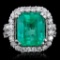 18K Gold 6.67ct Emerald & 1.35ct Diamond Ring