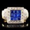 18K Gold 1.05ctw Sapphire & 0.56ctw Diamond Ring