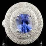 18K Gold 3.01ct Sapphire & 1.27ctw Diamond Ring